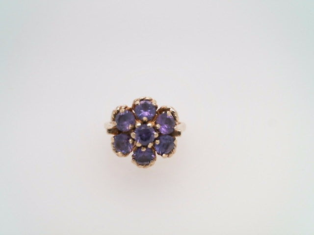Vintage 14 Karat Yellow Gold Amethyst Cluster Ring