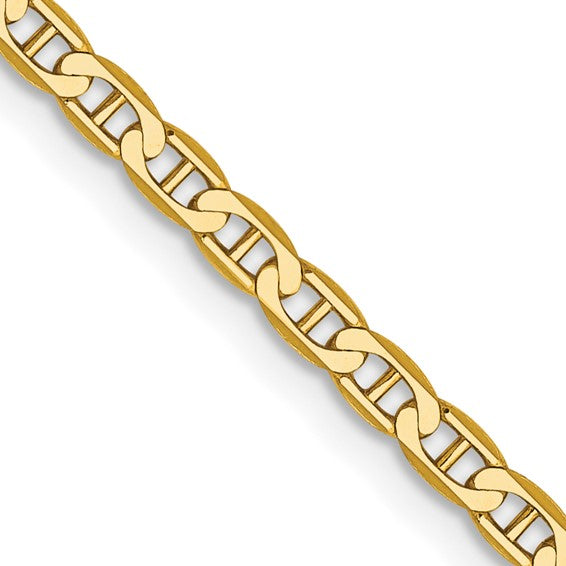 14 Karat Yellow Gold 2.4Mm Concave Anchor Chain 22"
