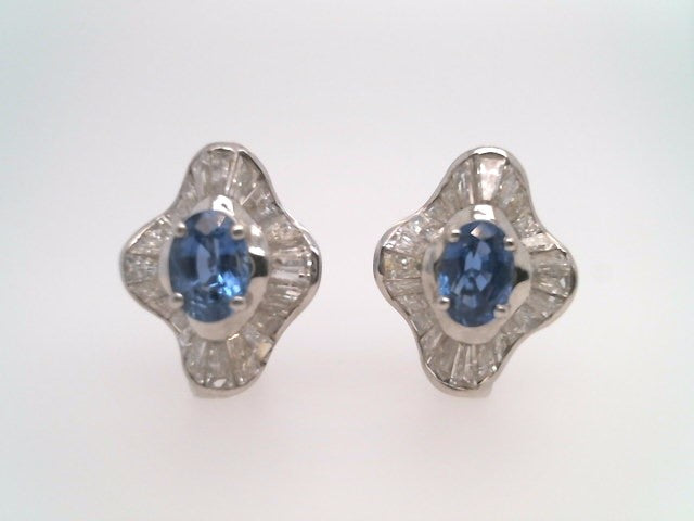 Vintage 18 Karat White Gold Tanzanite & Diamond "Ballerina" Style Earrings