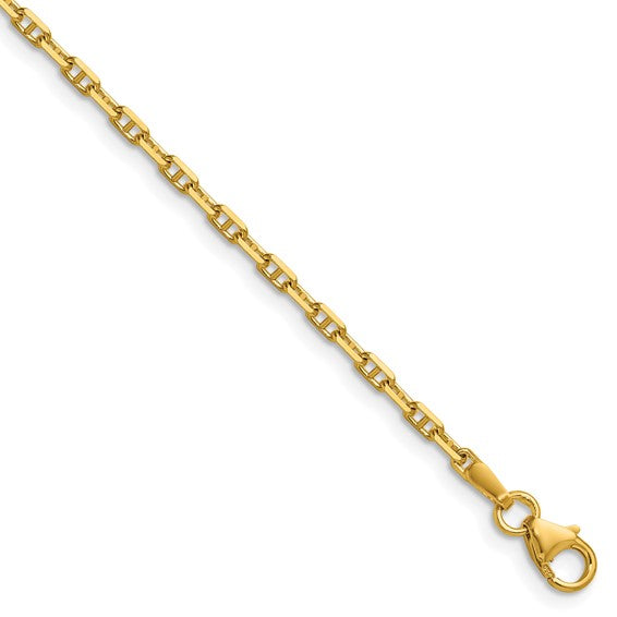 Herco 14 Karat Yellow Gold Polished 2.2 Mm Solid Anchor Chain, 18"