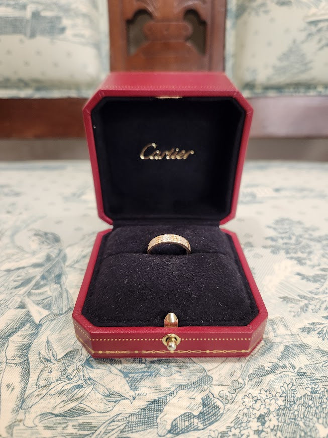 Vintage 18 Karat Rose Gold Diamond Band Ring - "Contemporary Love" signed Cartier