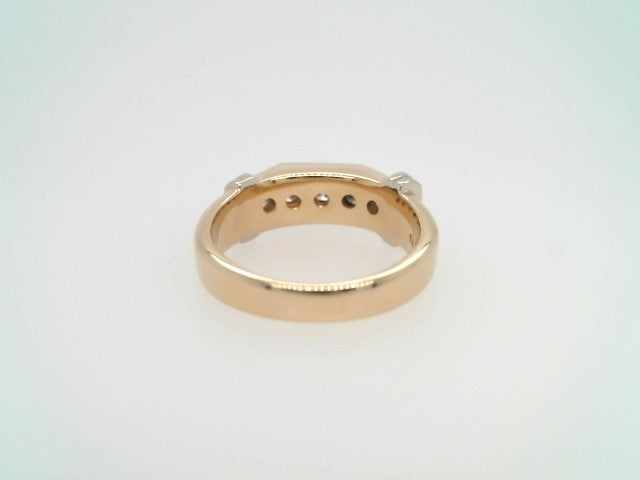 Vintage 14 Karat Yellow Gold Channel Set Diamond Ring With 14 Karat White Gold Double Bar Accents