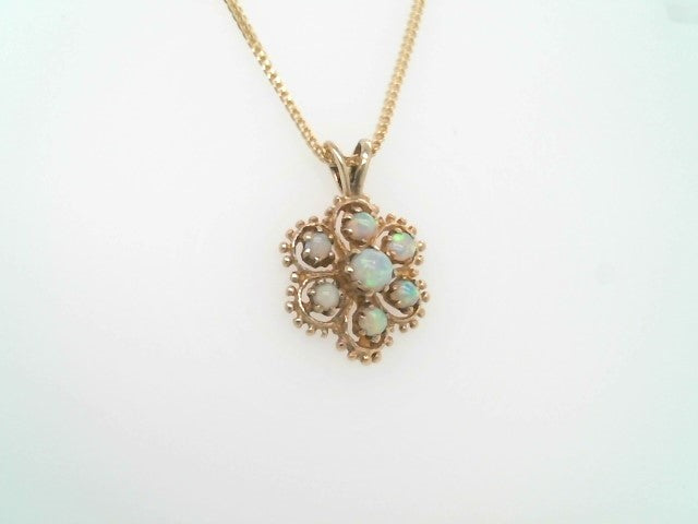 Vintage 14 Karat Yellow Gold Opal Cluster Pendant
