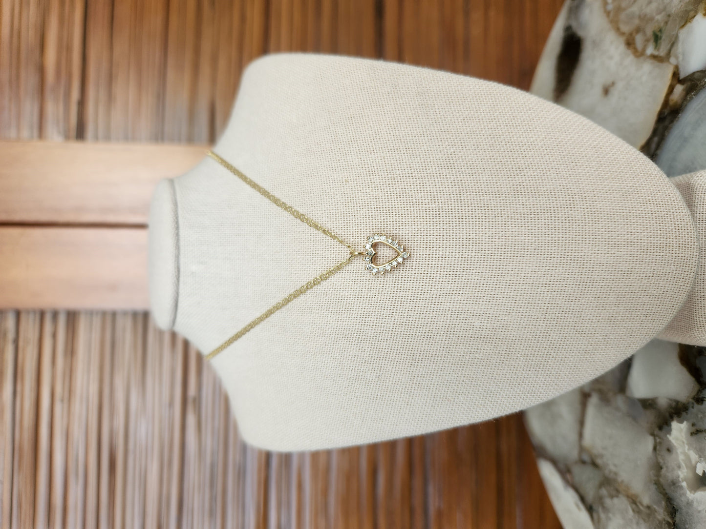 Vintage 14 Karat Yellow Gold Diamond Heart Pendant
