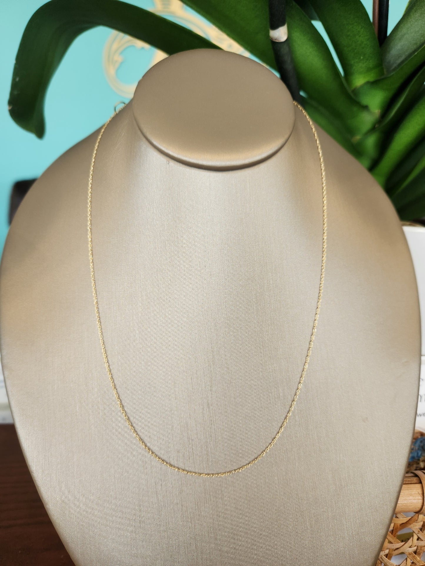 14K 18 Inch 1.0 mm Lightweight Rope Chain with Spring Ring