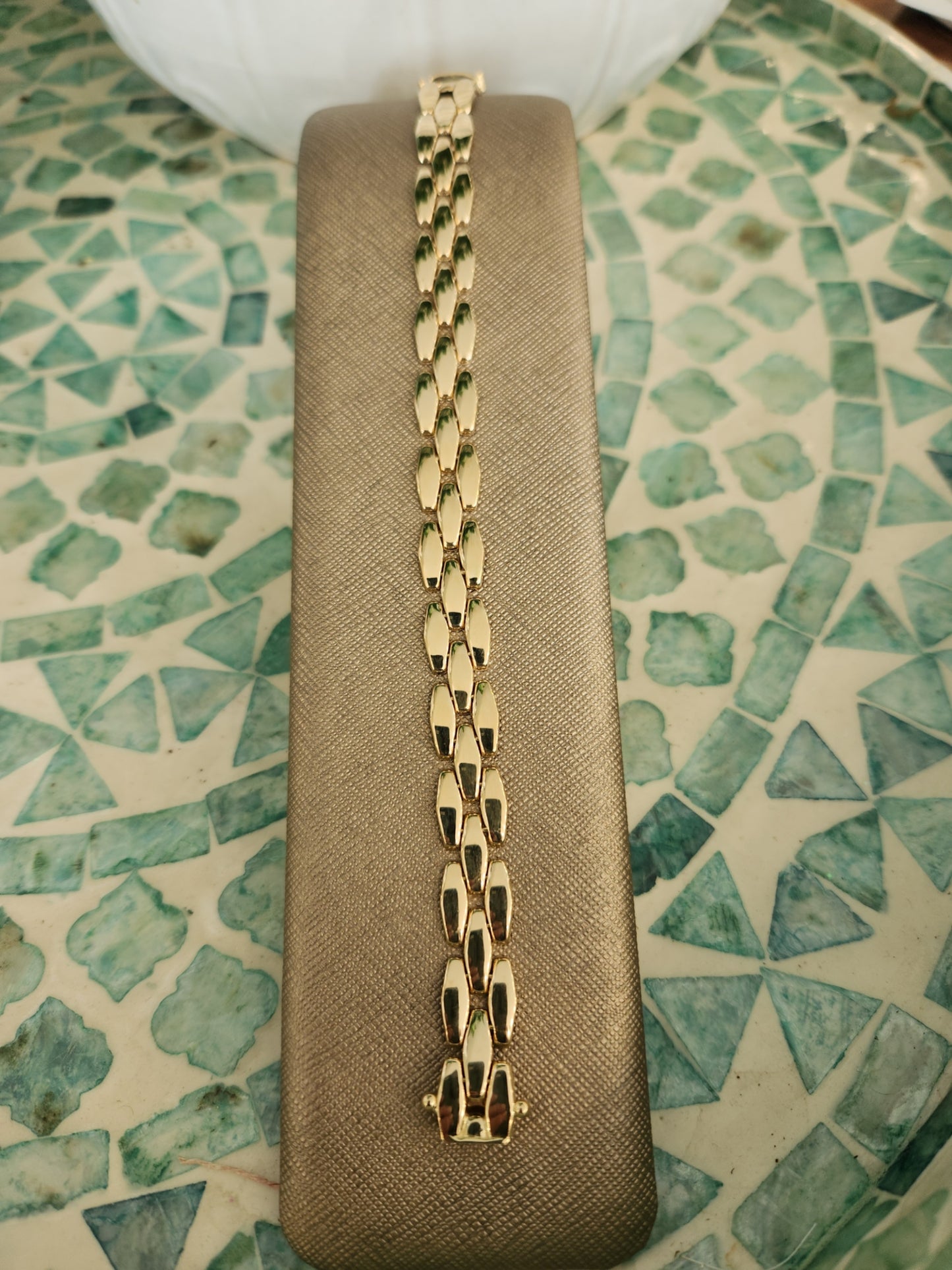 14K Yellow Polished Fancy Link Bracelet (7.5 Inches; 13.74 Grams)