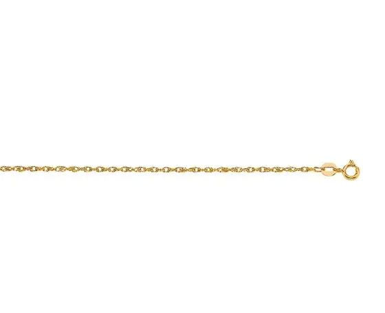 14 Karat Yellow Gold 0.95 Mm Rope Chain With Spring Ring Clasp 20"