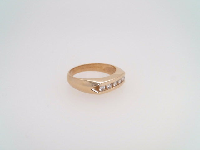 Vintage 14 Karat Yellow Gold 5 Diamond Channel Set Band Ring