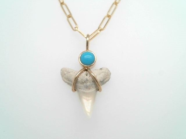 14 Karat White Gold Florida Shark's Tooth & Diamond Pendant