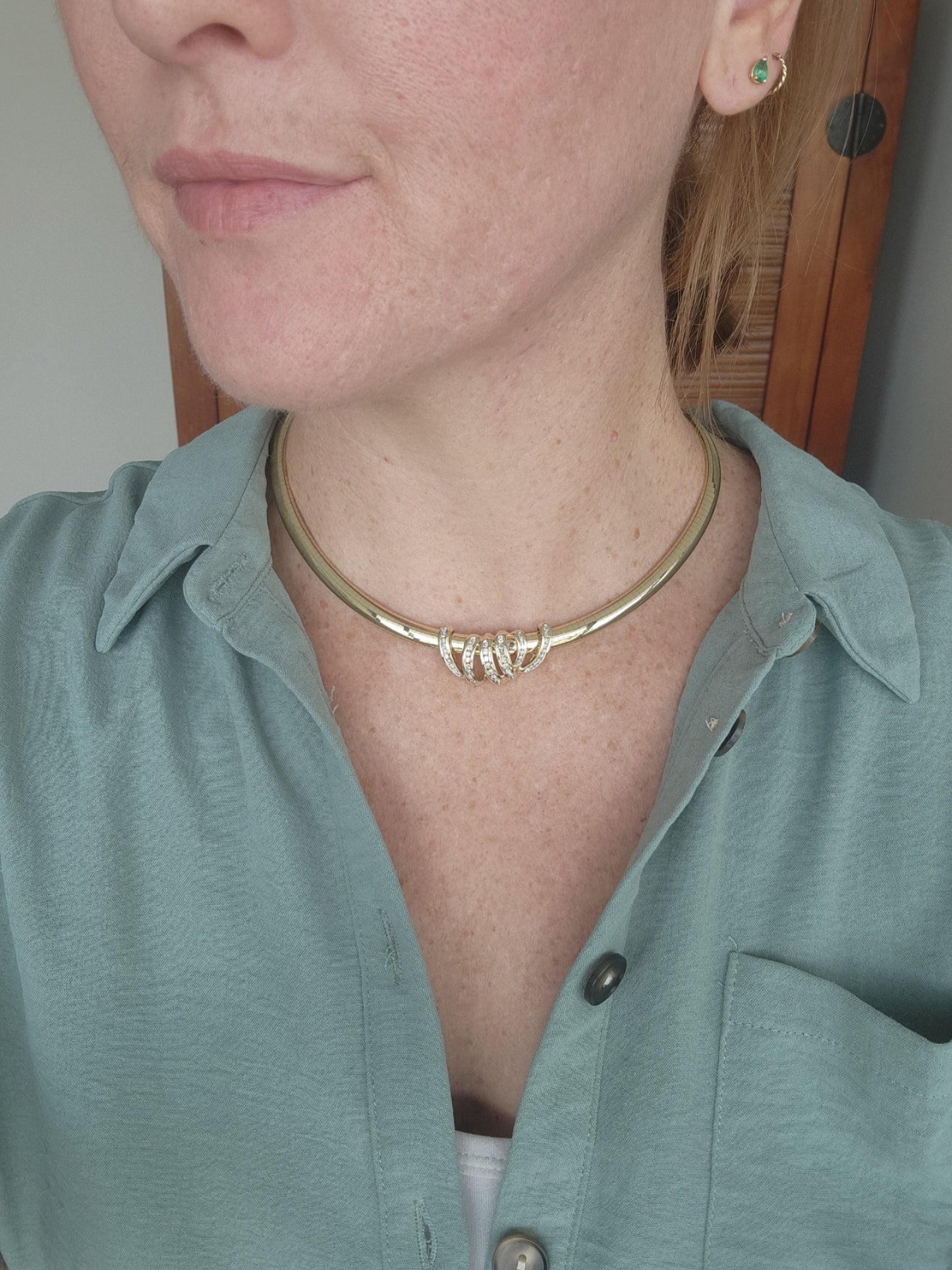 Vintage 14 Karat Yellow Gold 6 Mm Domed Omega Chain Necklace, 16.5"