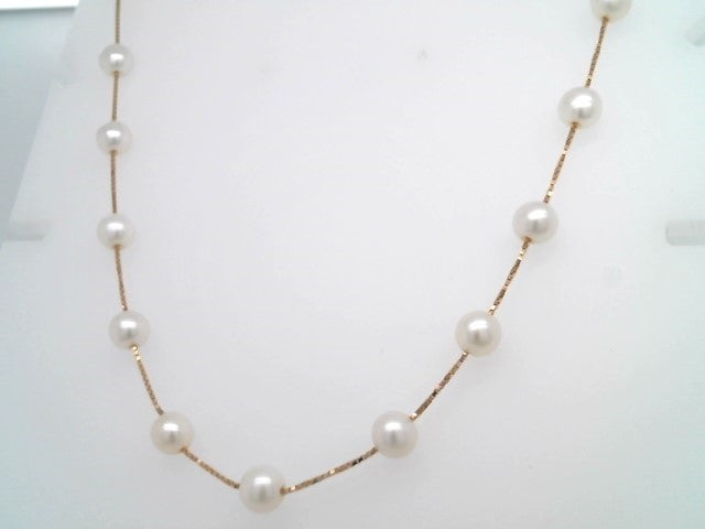 14 Karat Yellow Gold 5-6 Mm Cultured Freshwater Pearl "By The Yard" Style Necklace, 17"