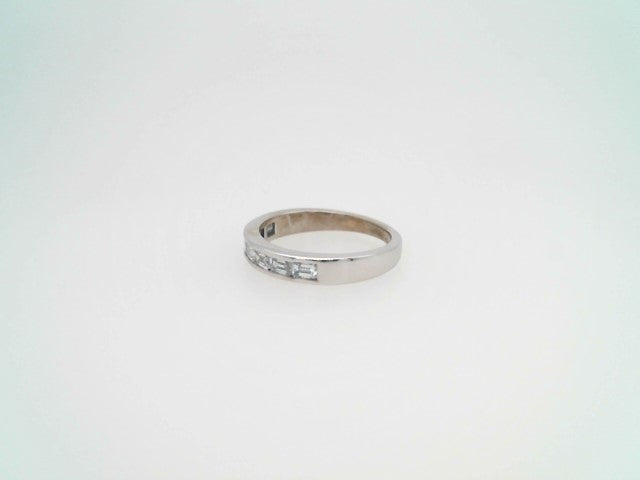 Vintage 14 Karat White Gold Emerald Cut Diamond Channel Set Band Ring