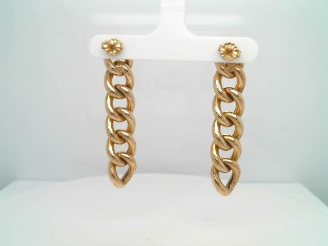 Vintage 18 Karat Yellow Gold Curb Link Chain Dangle Earrings