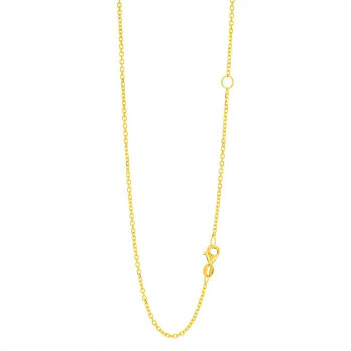 14 Karat Yellow Gold 18 Inch 1.5mm Diamond Cut Cable Chain With Loop At 16" For Adjustable Length And Lobster Claw Closure