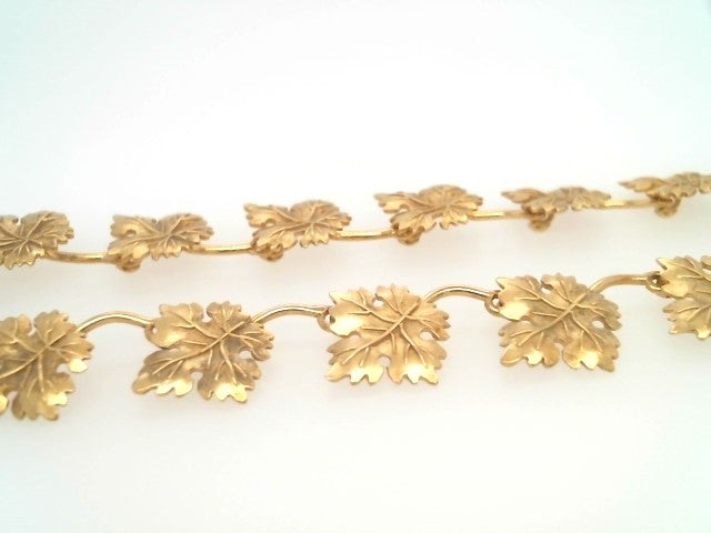 Vintage 18 Karat Yellow Gold Grape Leaf Design Necklace With Cluster Of Grapes Containing Diamonds, Citrine, And Amethyst, 15.75 -17"