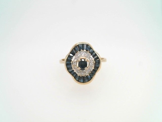Vintage 14 Karat Yellow Gold Sapphire & Diamond "Ballerina" Style Ring