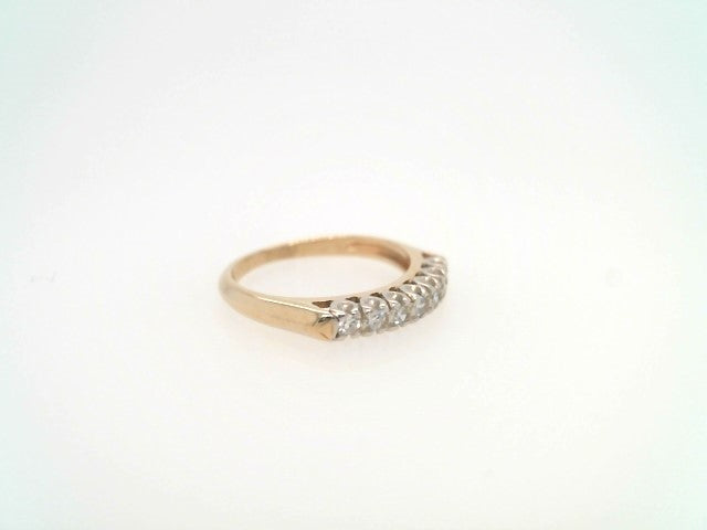 Vintage 14 Karat Yellow & White Gold 7 Diamond Band Ring In Fishtail Style Setting
