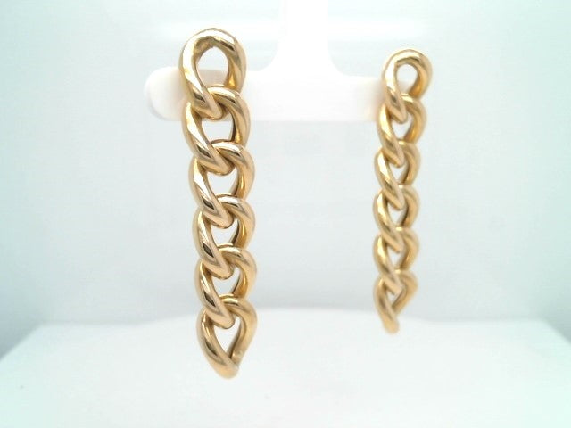 Vintage 18 Karat Yellow Gold Curb Link Chain Dangle Earrings