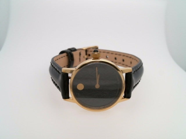 Vintage 14 Karat Yellow Gold Movado "Zenith" Watch With Leather Strap, Mechanical Movement