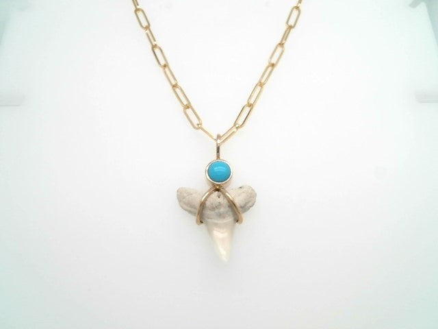 14 Karat White Gold Florida Shark's Tooth & Diamond Pendant