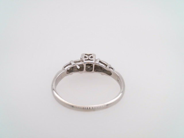 Vintage 14 Karat White Gold Sculpted Filigree Diamond Engagement Ring With Fishtail Style Illusion Setting