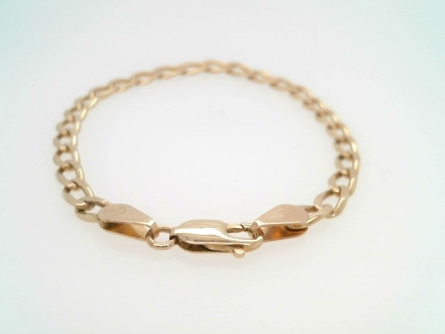 14 Karat Yellow Gold 5 Mm Elongated Curb Link Bracelet, 8"