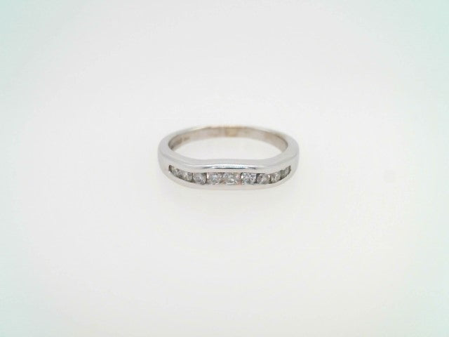 Vintage 14 Karat White Gold Curved Channel Set Diamond Band Ring