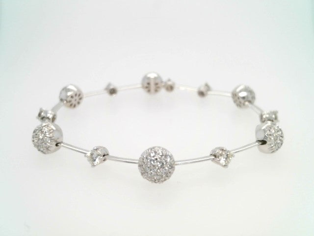 Vintage 18 Karat White Gold Diamond Station Line Bracelet