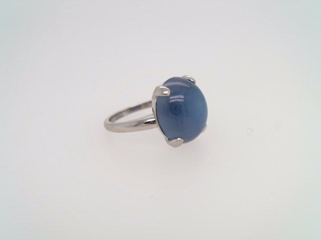 Vintage Platinum Cornflower Blue Synthetic Star Sapphire Solitaire Ring
