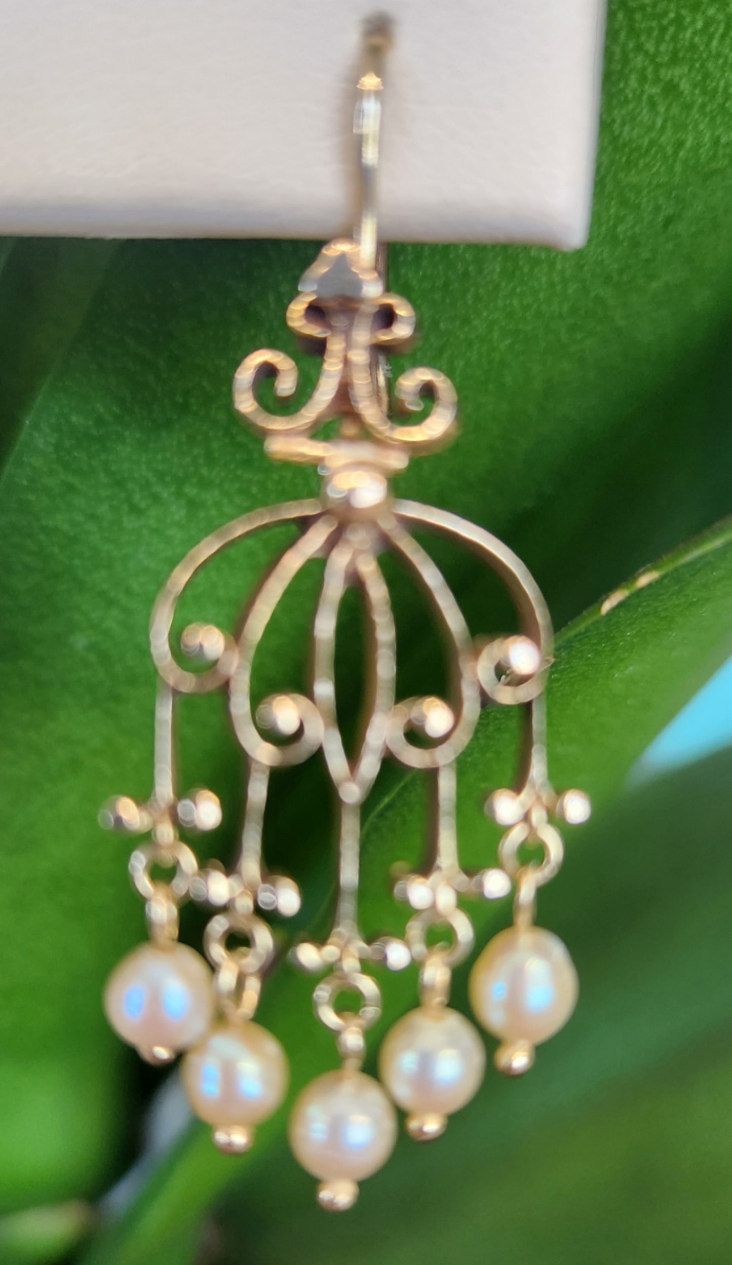 Vintage 14ky Pearl Chandelier Earrings