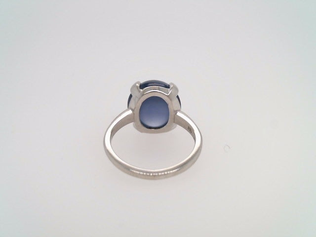 Vintage Platinum Cornflower Blue Synthetic Star Sapphire Solitaire Ring