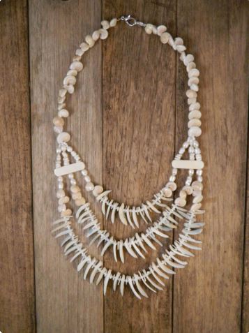 Sterling Silver Shell, Bone, White Coral, & Freshwater Pearl 3-Strand Necklace 18.5"-24"