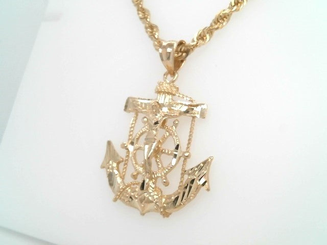 14 Karat Yellow Gold Mariner's Cross Pendant