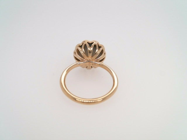 Vintage 14 Karat Yellow Gold 11 Mm Bluish Grey Mabe Pearl Ring With Scalloped Style Setting