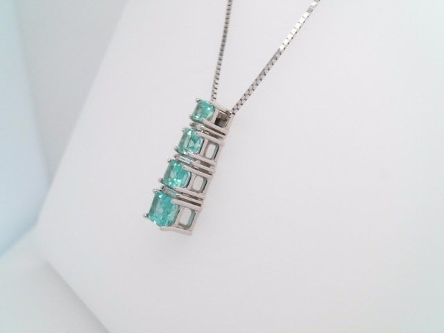 14 Karat White Gold Emerald & Diamond Pendant