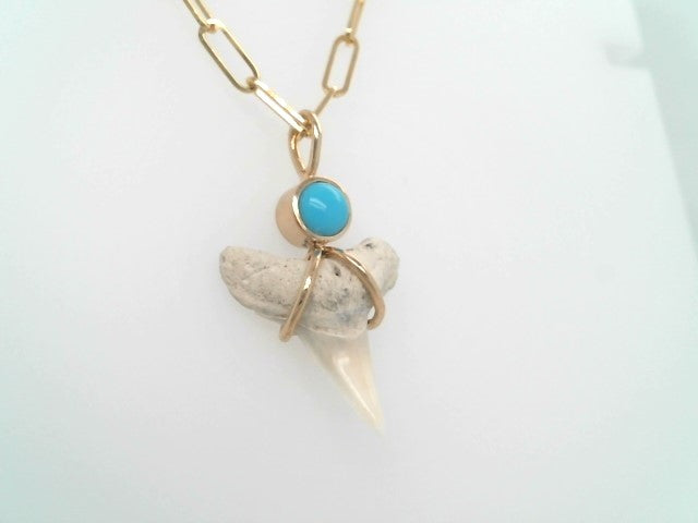 14 Karat White Gold Florida Shark's Tooth & Diamond Pendant