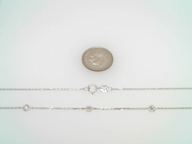 14 Karat White Gold Diamond "By The Yard" Style Necklace, Adjustable 16-18"
