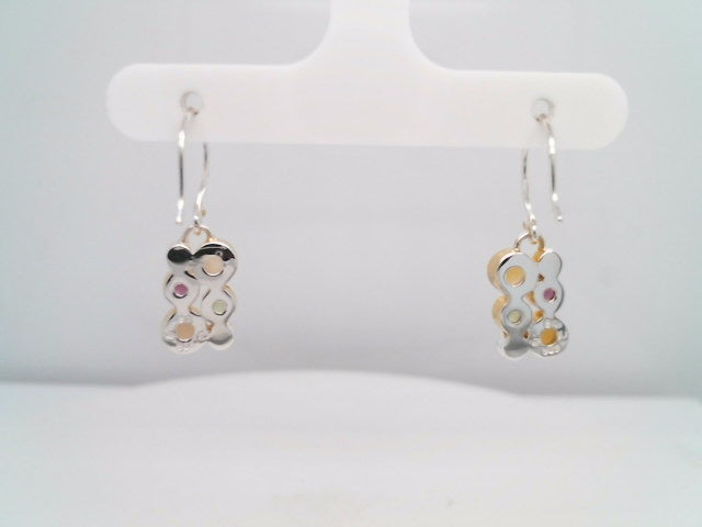 Sterling Silver With 22 Karat Gold Vermeil Earrings With 4 Ethiopian Opals, 2 Peridot And 2 Rhodolite Garnet