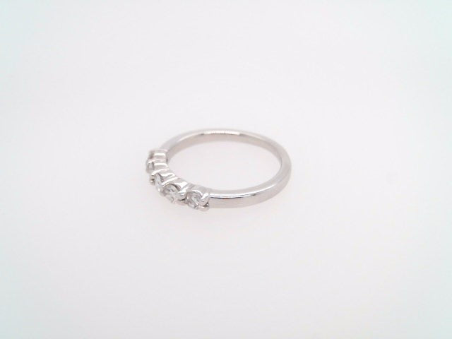 Vintage 14 Karat White Gold 5 Diamond Shared Prong Band Ring