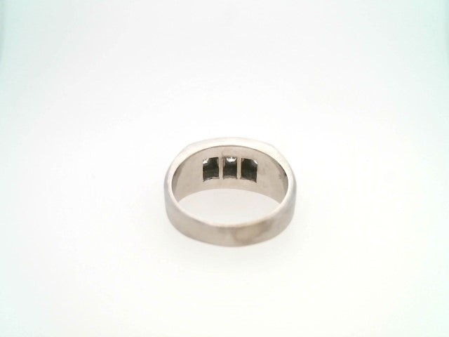 Vintage 14 Karat White Gold 10 Mm Wide 3 Diamond Band Ring