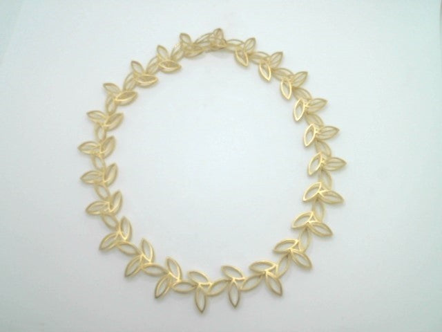 18 Karat Yellow Gold "Feather" Link Necklace With Brushed Satin Finish, 18"