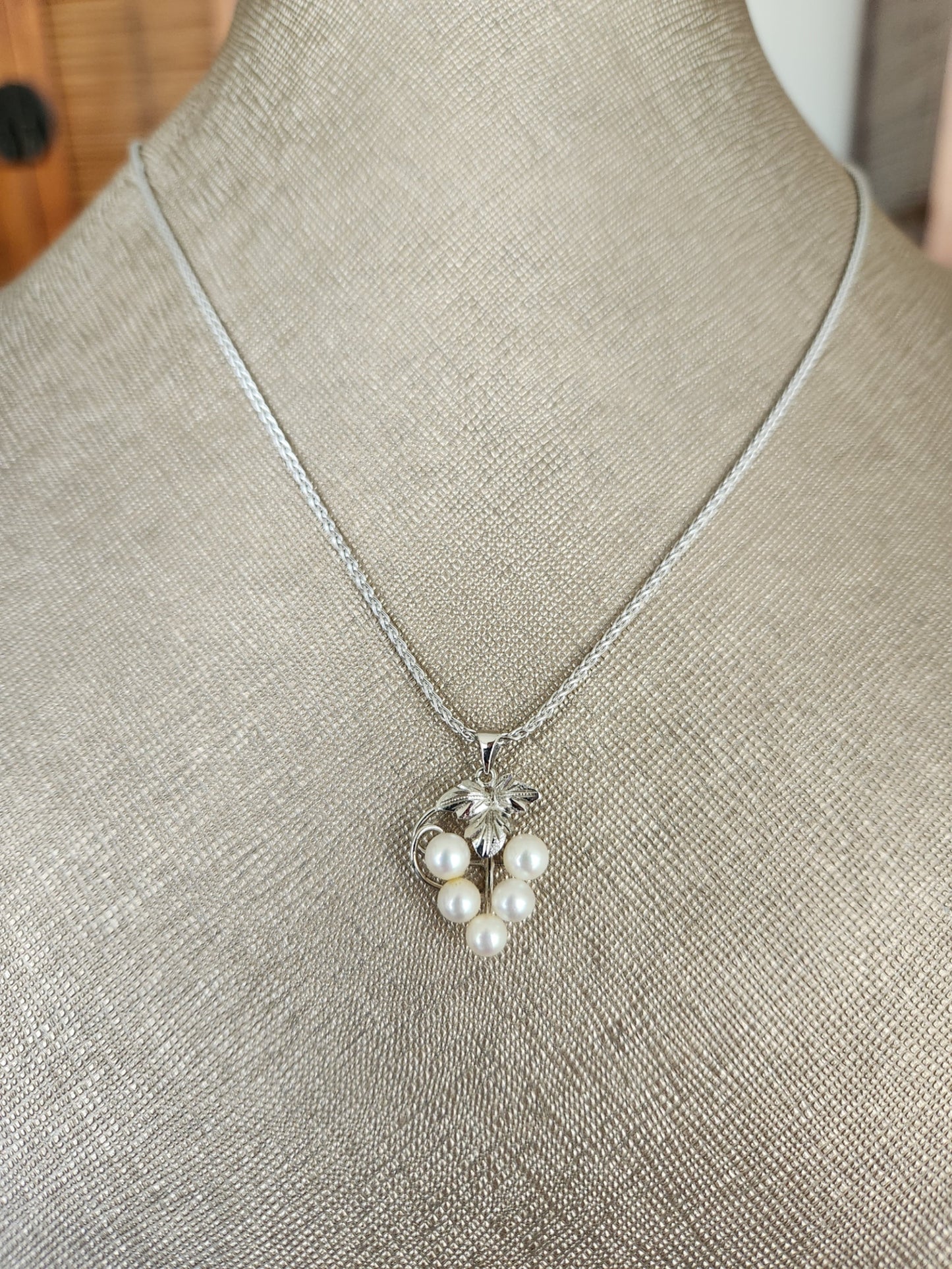 Vintage Sterling Silver Akoya Pearl Grape Cluster Pendant