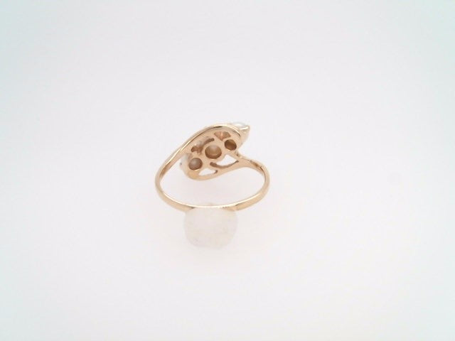 Vintage 14 Karat Yellow Gold Triple White Akoya Pearl Ring