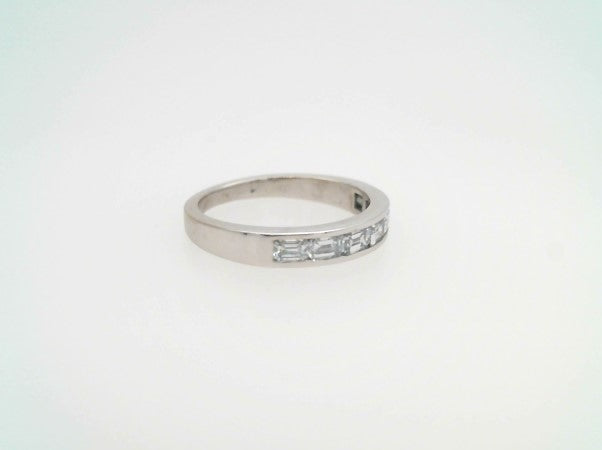 Vintage 14 Karat White Gold Emerald Cut Diamond Channel Set Band Ring