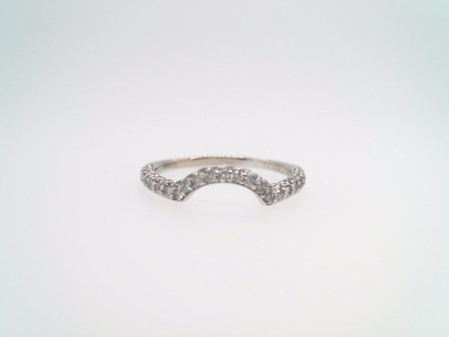 Vintage 14 Karat White Gold Curved Diamond Band Ring