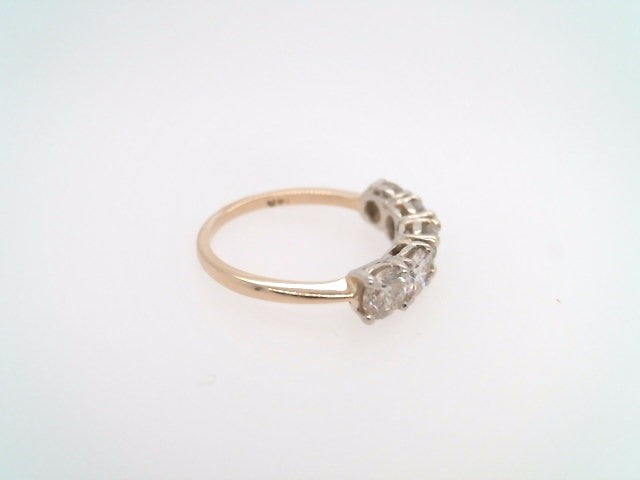 Vintage 14 Karat Yellow & White Gold 5 Stone Diamond Band Ring