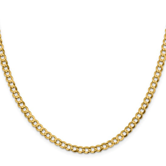 14 Karat Yellow Gold 4.7 Mm Flat Cuban Chain 22"