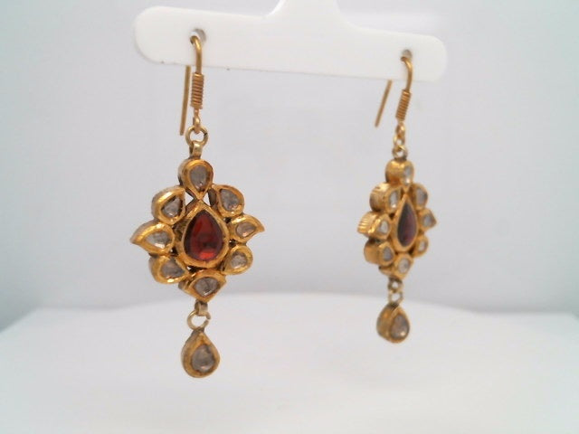 Vintage Handmade 22 Karat Yellow Gold Ruby & Diamond Indian Polki Styl