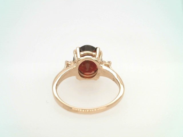 Vintage 10 Karat Yellow Gold Garnet & Diamond Ring