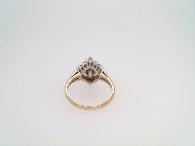 Vintage 14 Karat Yellow Gold White Akoya Pearl & Diamond Ring